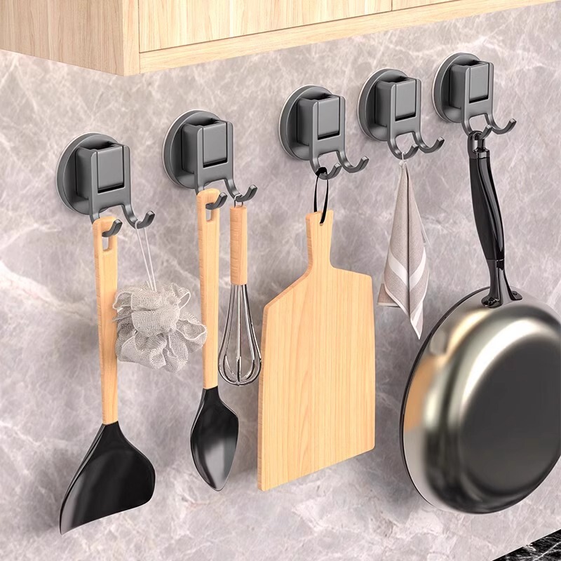 Suction Cup Paper Towel Double Hook Hanging Multi-Functional Portable Paper Towel Rack Toilet Kitchen Bathroom Strong Adhesive Hook