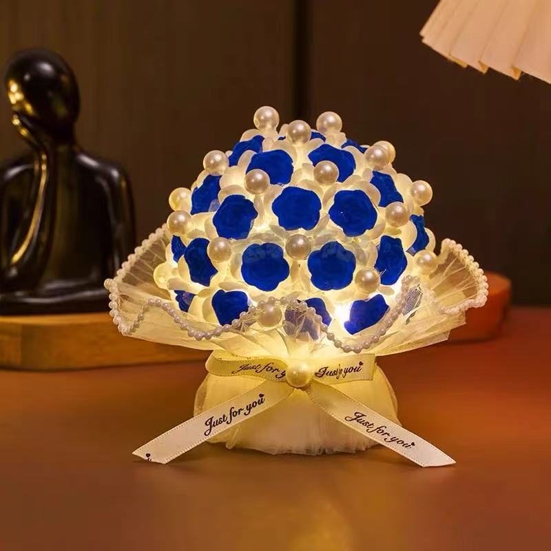 520 luz nocturna de rosas de bricolaje tejidas a mano, flores que nunca se marchitan, regalos de ramo del día de la madre para novias, Tanabata