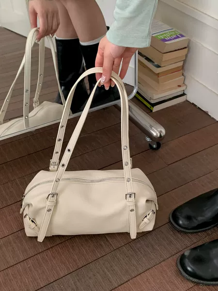 Korean-style niche commuter retro trendy underarm shoulder bag, fashionable, simple, fresh, sweet, stylish, patchwork pillow bag