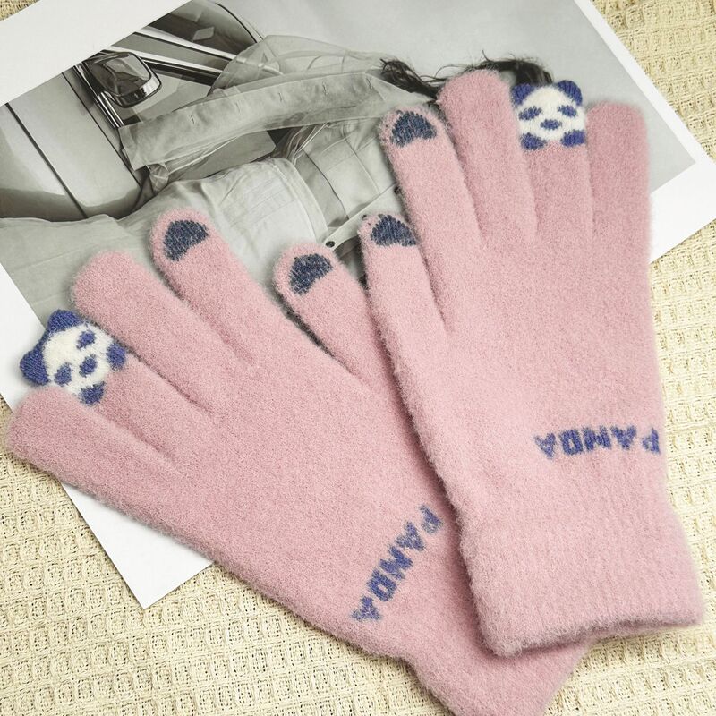 パンダかわいいベルベット厚手手袋女子ins保温学生自転車防風防寒タッチパネル冬男|undefined