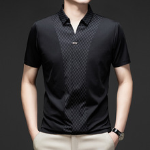 夏季冰丝短袖男宽松休闲薄款中青年男士短袖时尚百搭吸汗透气T恤