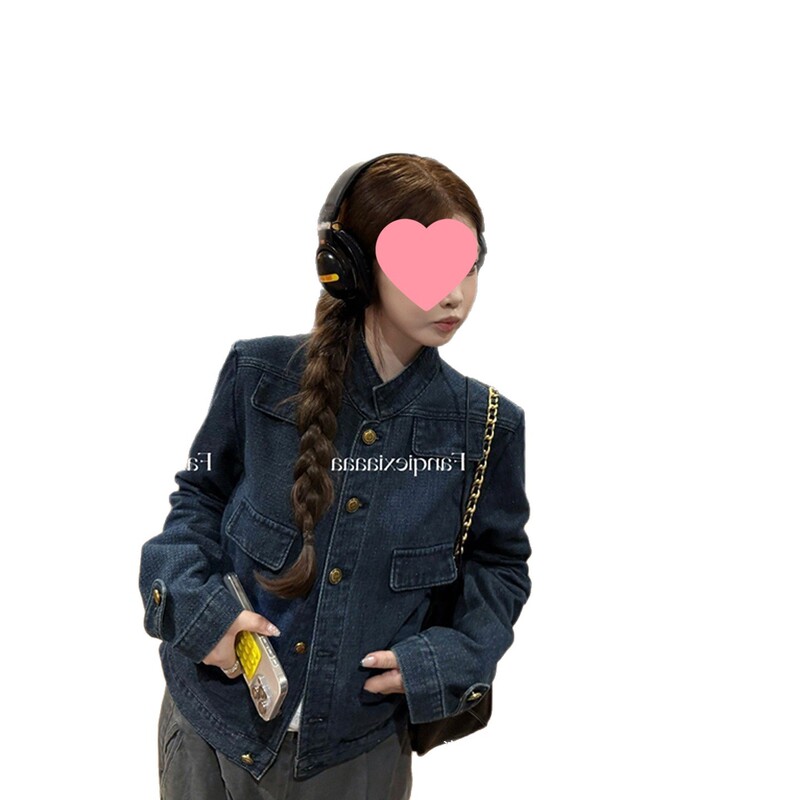 跨境牛仔小香风外套女秋季新千金老钱风复古显瘦正肩甜酷夹克衣潮|undefined