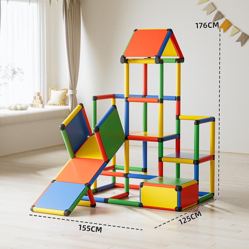 Pipa de escalada de tubería de cambio múltiple combinación de jardín de infantes de color interior de escalada de niños entrenamiento sensorial de escalada de roca juguetes de puente oscilante