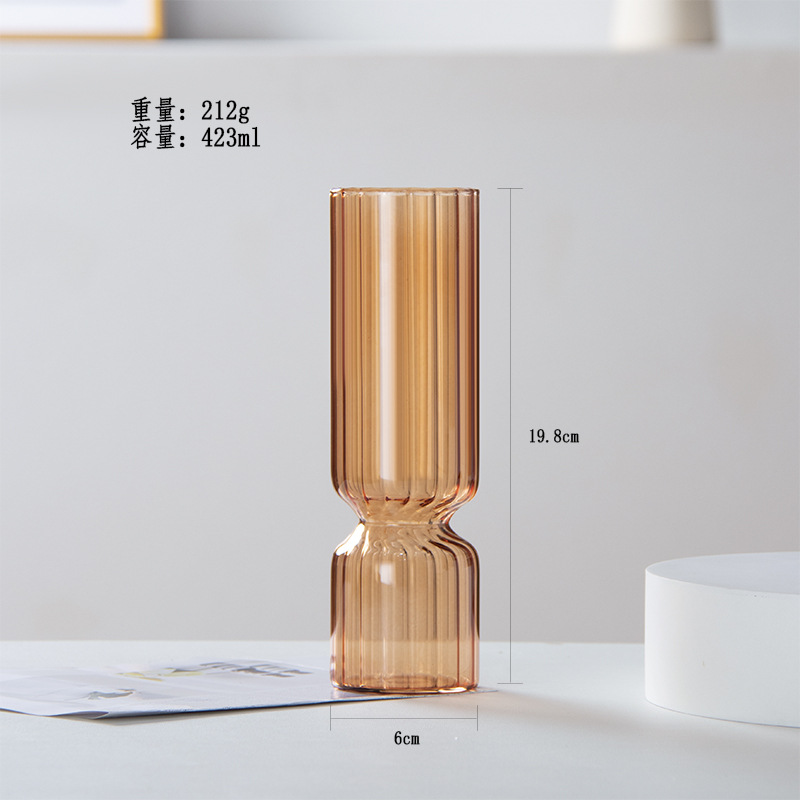 Florero de vidrio transparente florero hidropónico a rayas flor fresca flor seca decoración de la Mesa decoración del florero