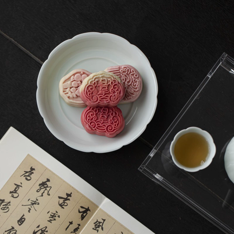 Ceramic Petal Teaware Set with Teapot Rest, Dry-Soak Tray, Teacup Holder, Tea Tray Accessories, Chinese Style Fruit Plate and Snack Tray