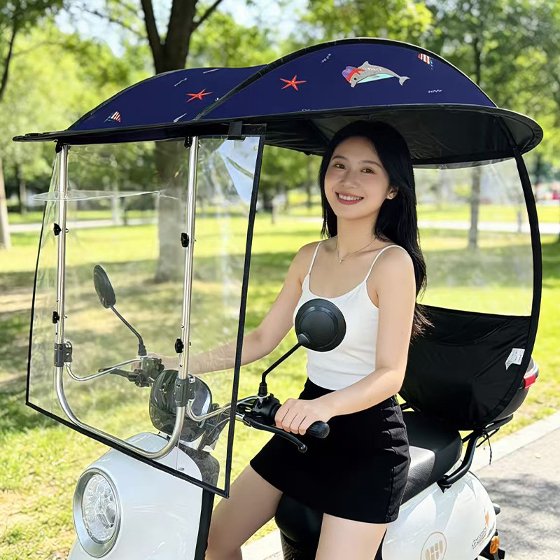 Electric Vehicle Rain Canopy, Motorcycle Windproof Sunshade (Elektromobil üçün ön şüşə çətiri (günlük)) - qing-dolphin-color