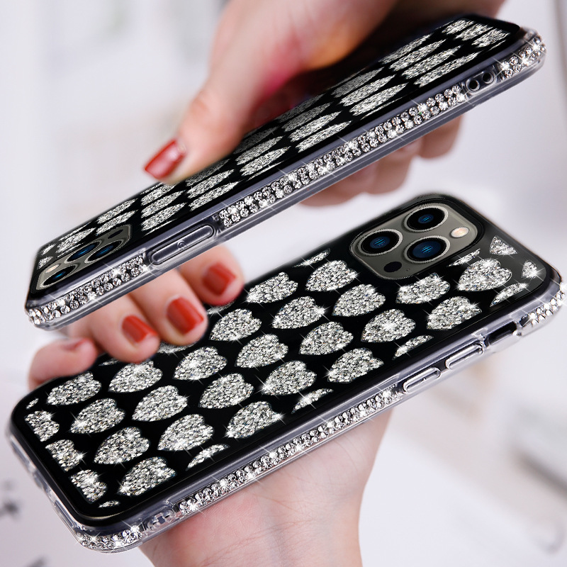 Luxury Heart Sparkling Diamond Phone Case For Iphone 14 Pro Max_voghion.com
