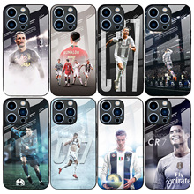 世界杯C罗适用苹果14手机壳iphone13镜面14Pro玻璃保护套足球跨境