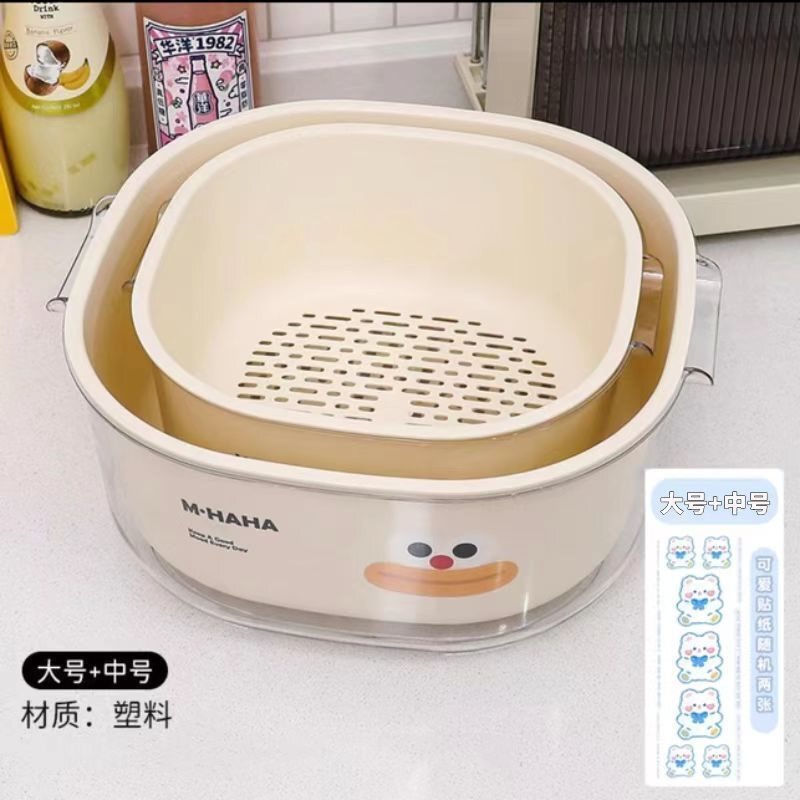 二層の極厚野菜洗いと水切りバスケット、プラスチック製のキッチン水切りバスケット、多目的リビングルーム野菜洗い、家庭用野菜バスケット、果物と野菜|undefined
