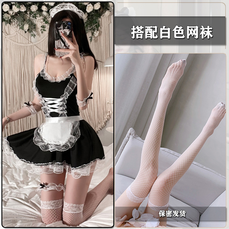 [set] headgear + neck ring + clothes + bracelets + leg ring + t pants + white fishnet socks