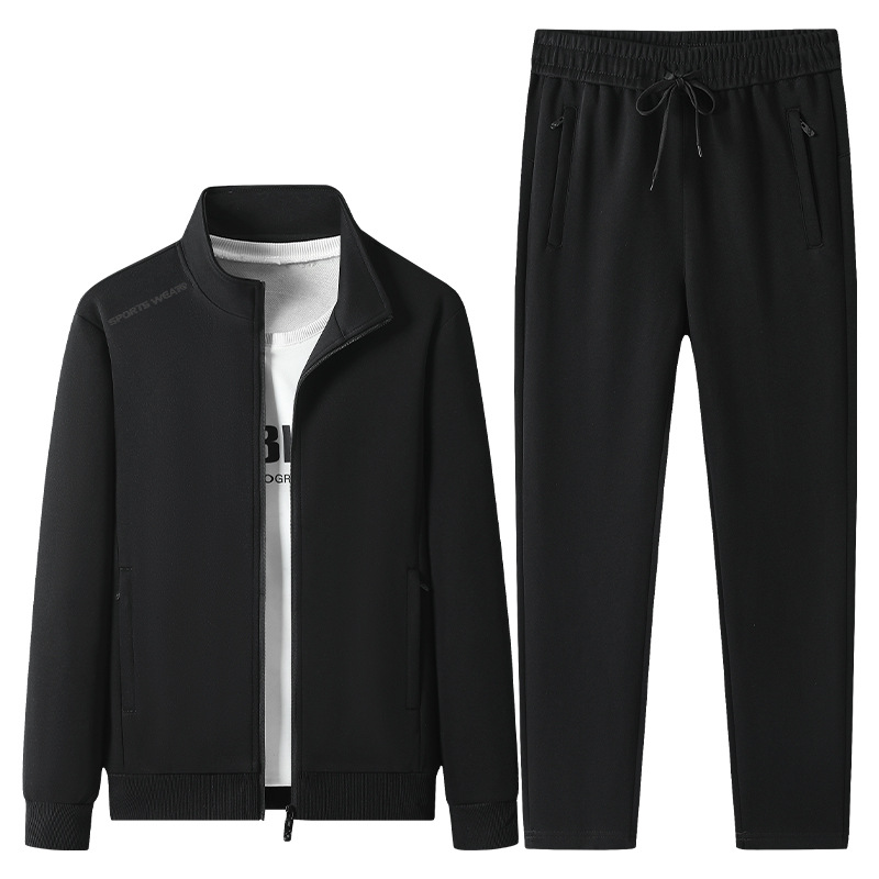 Trajes deportivos transfronterizos de primavera y otoño, ropa deportiva casual de color sólido para hombres, cuello suelto, tamaño grande, dos pantalones recto image 8