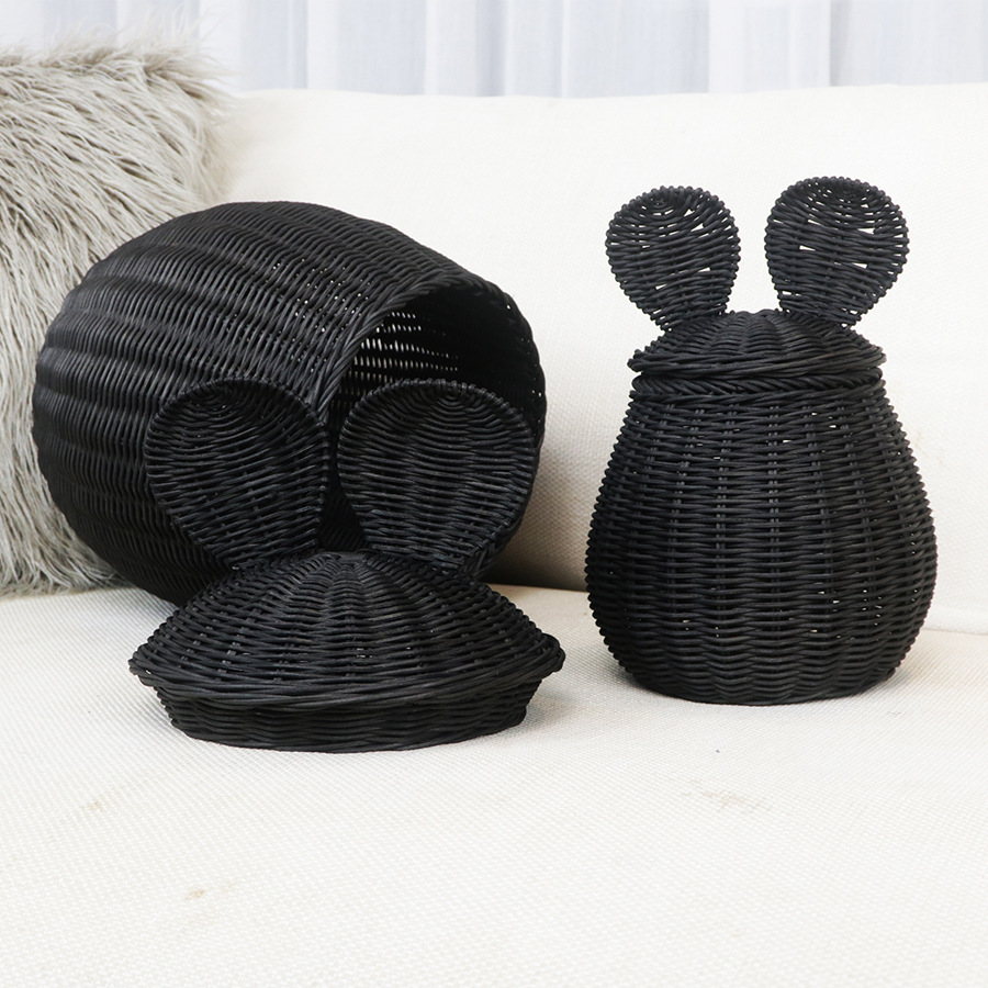 Nórdico de ratón Mickey en forma de canasta de almacenamiento decoración doméstica caja de almacenamiento de juguetes para niños caja de almacenamiento tejida a mano