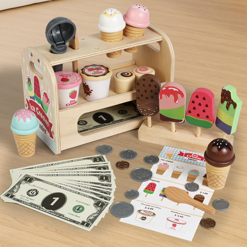 Educación temprana simulación de cocina de helado helado barra de hielo tienda de juguetes de rol puzzle
