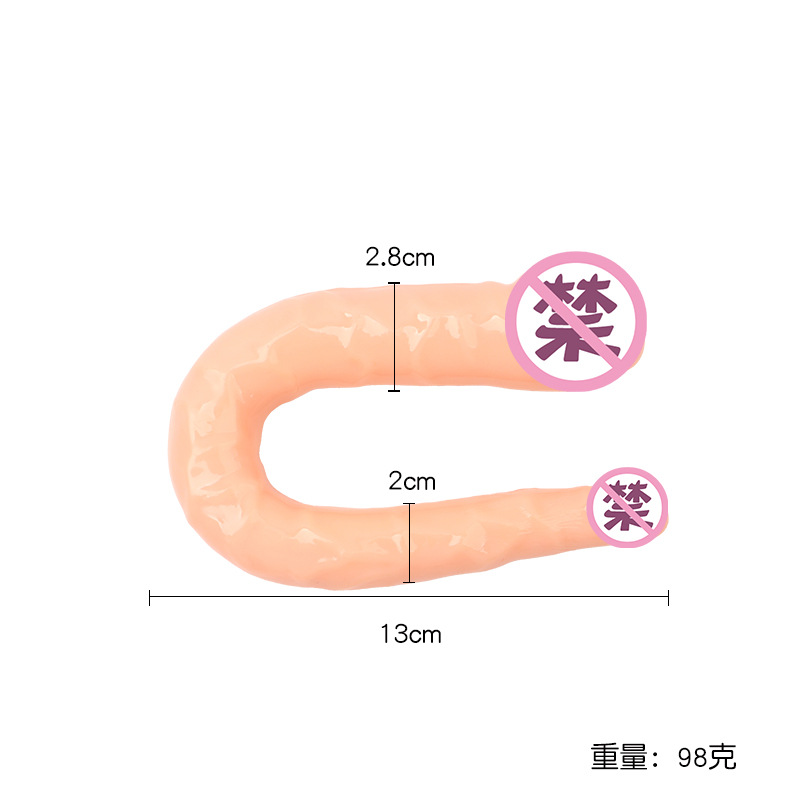 V-Shaped Double-Headed Dragon Dildo, Realistic TPE Dual-Head Toy, Flesh Tone — detail image 6