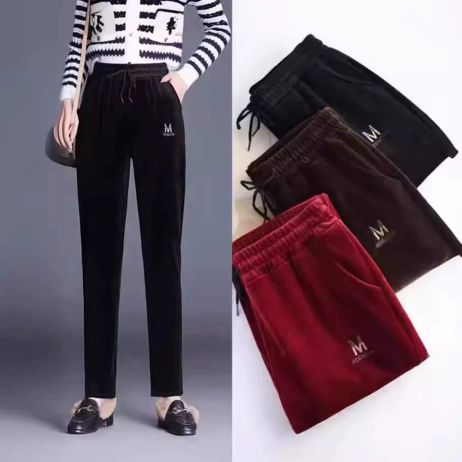 Фабрика оптом осенние вельветовые брюки киоски горячие продажи осенние мамы брюки киоски женские повседневные брюки поставки