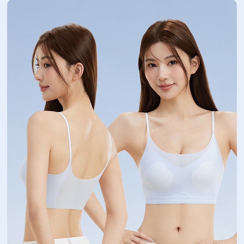 New 10A Antibacterial Ultra-Thin Seamless Women's Underwear with Thin Straps, Beautiful Back Design, Fixed Cup, Gathers and Minimizes Large Busts New 10A Antibacterial Ultra-Thin Seamless Women's Underwear with Thin Straps, Beautiful Back Design, Fixed Cup, Gathers and Minimizes Large Busts