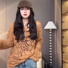 フランス式の怠惰なニットの長袖ヨーロッパ駅の大きいサイズの婦人服の高級感のレースの韓国版の外はセーターの上着を着ます。