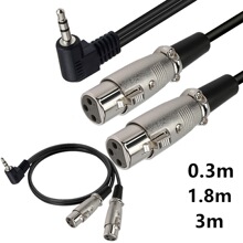 0.3米 90°弯3.5公对2*卡侬母线  1/8" M to Dual XLR F
