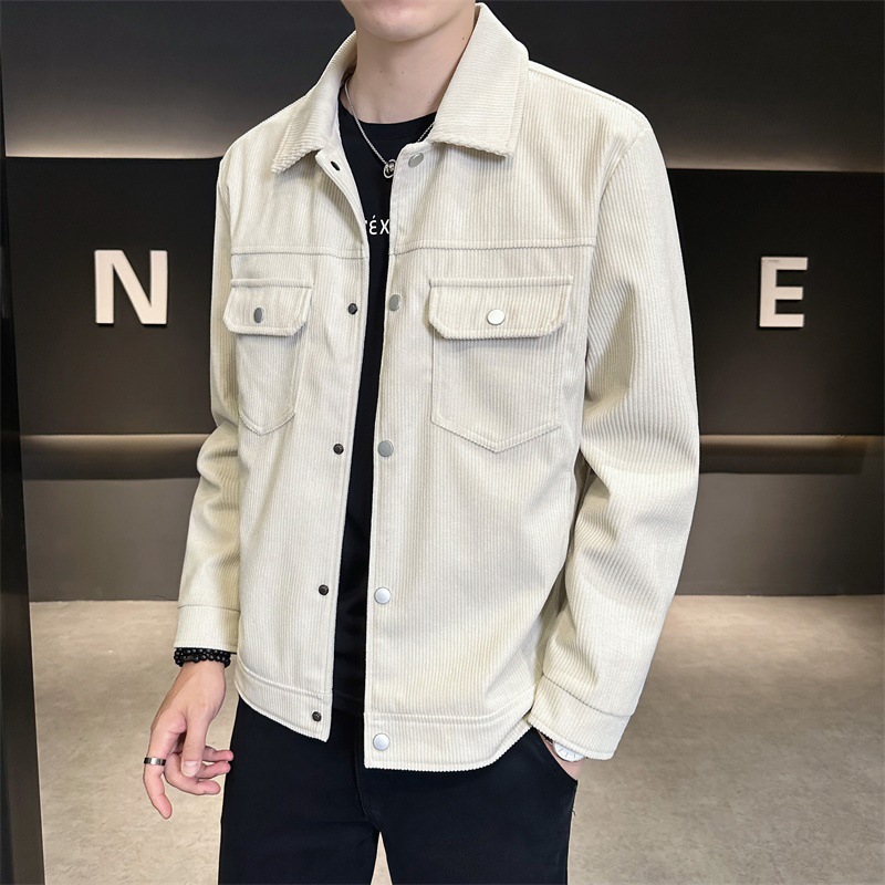 Herren Corduroy Arbeitsjacke Locker Geschnitten Für Herbst Frühling_voghion.com