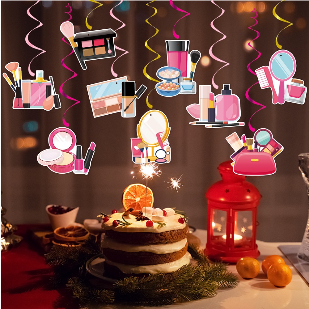 Nueva decoración de fiesta de cumpleaños en espiral placa de colgante cosmética decoración de tema de fiesta en espiral colgante de techo