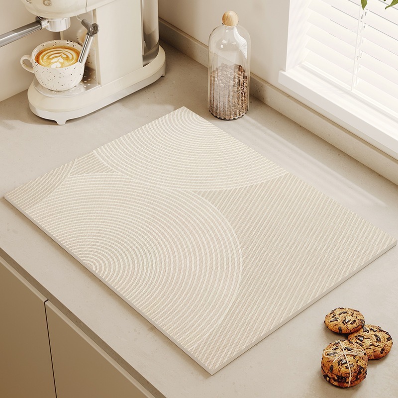 シンプルなキッチン排水マット家庭用食器乾燥マットカウンタートップ吸収性マット珪藻泥滑り止め断熱マットダイニングテーブルマット|undefined