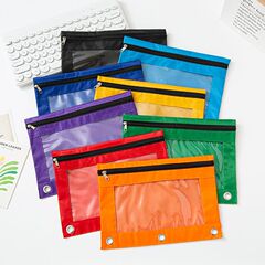 3穴ファイルバッグ気目バインダークリップペンバッグオックスフォード布オフィス用b 5文房具バッグ大容量ペンバッグ収納袋