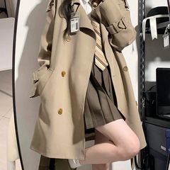 小个子风衣女2025新款中长款春秋季韩系学院高级感英伦风大衣外套