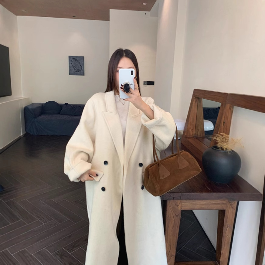 2025 High-End Double-Sided New Wool Coat, Elegant Suit-Style Long Loose High-Quality Autumn and Winter Jacket for Women