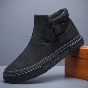 Snow Boots Men's New Winter fleece-lined Warm High-top Large Cotton Shoes Men's Casual Slip-on Short Boots Men's Winter Shoes