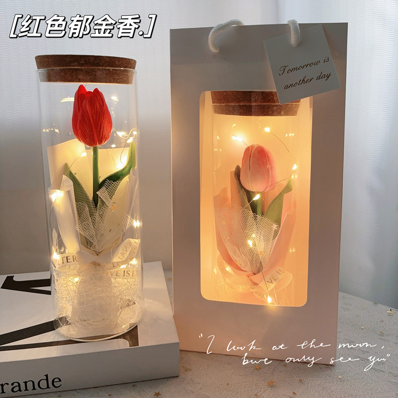 バレンタインデーの花束、ガラス瓶の装飾品、プリザーブドフラワー、ドライフラワー、カスミソウ、お母さん、先生、妻への中国のバレンタインデーギフト|undefined