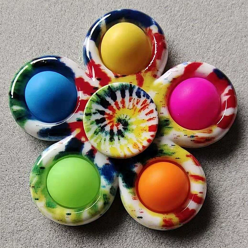 Five-Finger Bubble Gyro Spinner, Pop‑It Fidget Toy, Plastic 12×8×3 cm, Anti‑Stress