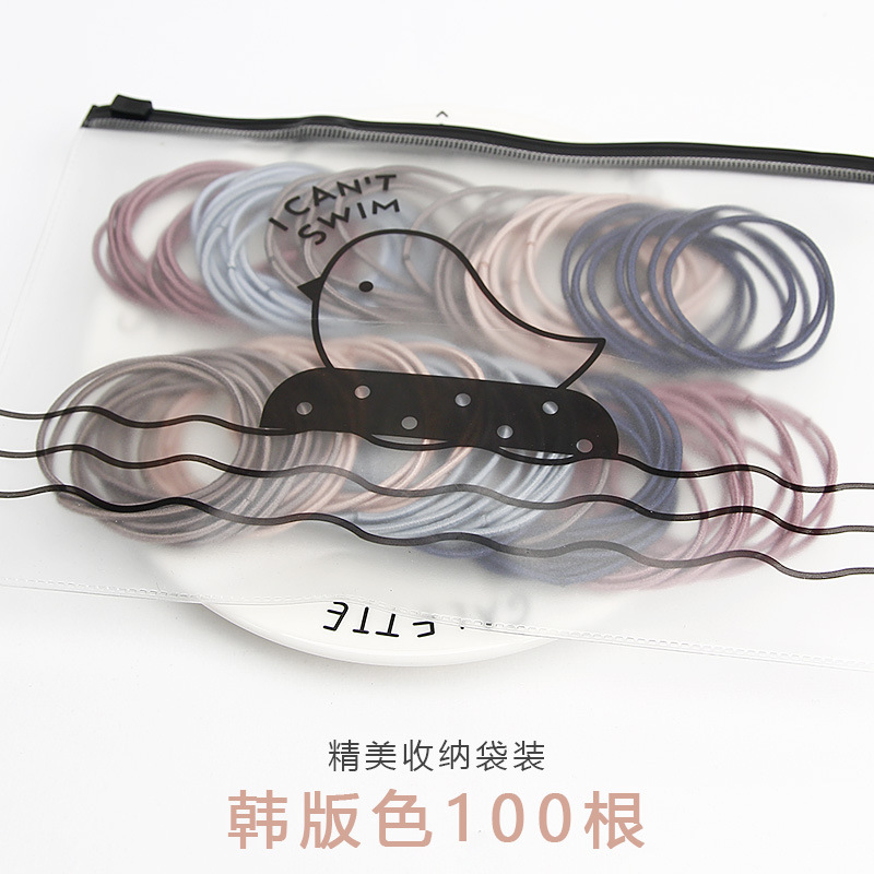 Estilo coreano simple cuerda de pelo de la muchacha de alta banda de goma elástica bolsa de aves banda de pelo sin costura básica cuerda de pelo tocado banda de pelo