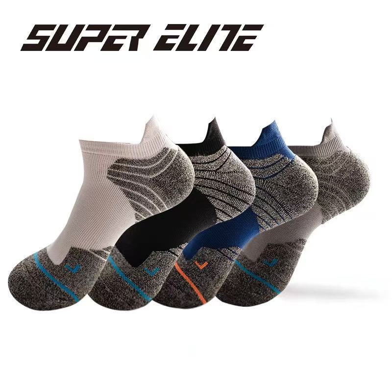 New Sports Socks Men's Towel Bottom Thickened Shock Absorbing Boat Socks Outdoor Basketball Socks Elite Running Socks Parallel Short Socks