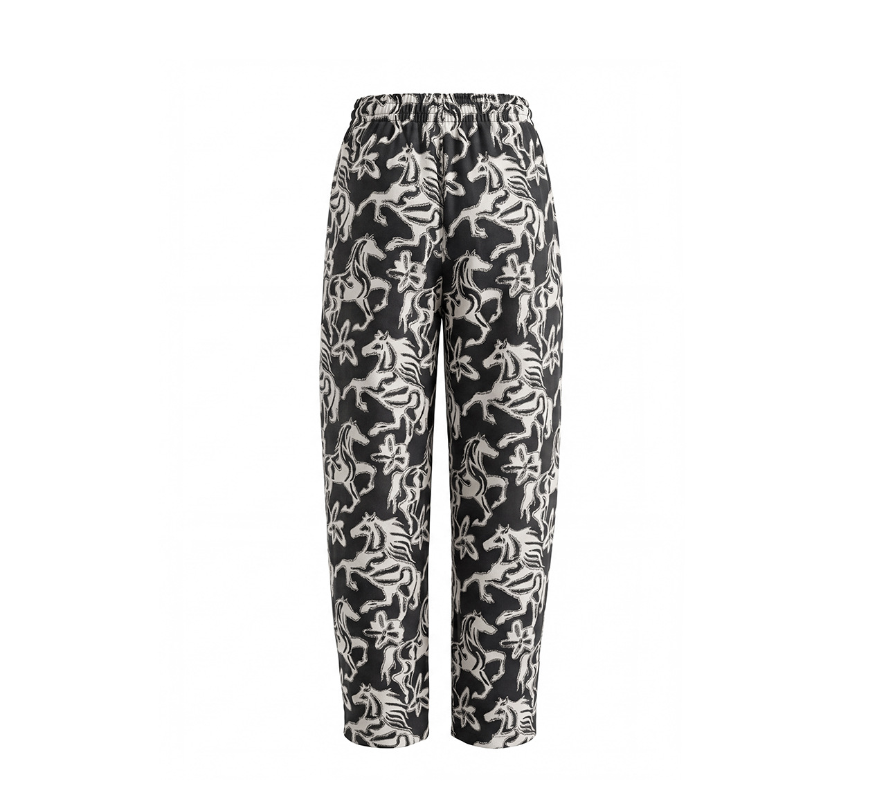 Quần culottes nữ ống rộng in họa tiết vintage, chất liệu cotton pha lanh mềm mại — màu đen chi tiết 16