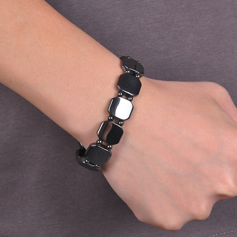 One-piece delivery magnetic black gall stone hand row wide magnet bracelet personality Men's Health bracelet cross-border wholesale
