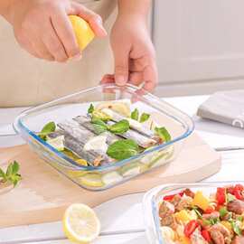 新方盘子玻璃烤盘家用耐高温菜盘微波炉专用器皿蒸鱼焗饭饺子餐盘