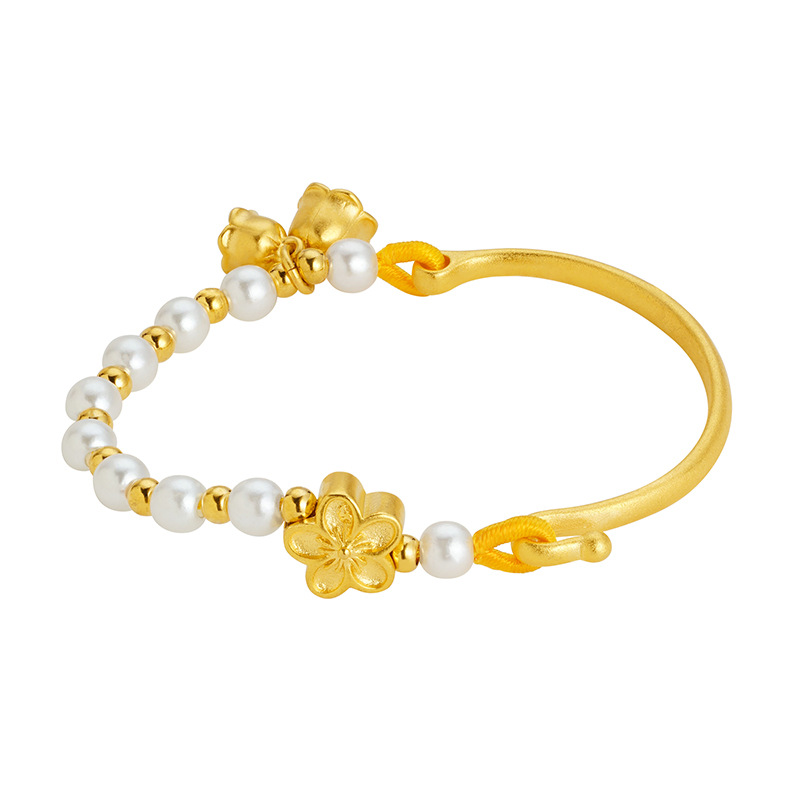 Lily orquídea aleación de cobre simple mujer de alto grado media pulsera al por mayor Celebridad de Internet TikTok mismo estilo pulsera de flor de melocotón no se desvanece durante mucho tiempo