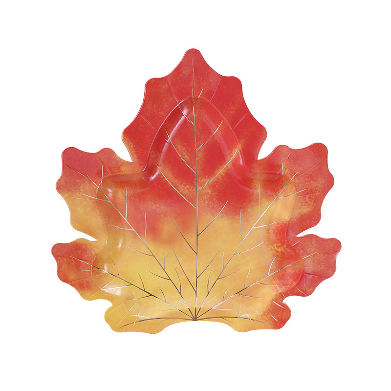 Cross-border Amazon maple leaf gilding disposable paper plate dinner plate Thanksgiving tableware harvest festival party decoration supplies