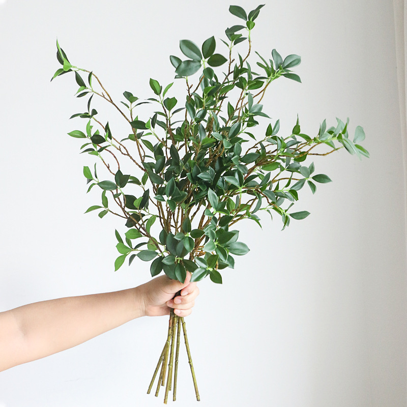 Simulated Green Plants Milan Leaves Banyan Leaves Home Living Room Coffee Table Decoration Green Plant Ornaments B&B Model Room Artificial Flowers