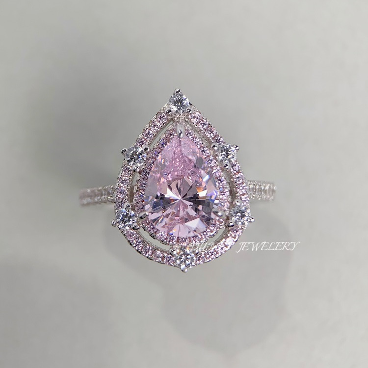 Fashion Water Droplets Sterling Silver Inlay Zircon Rings 1 Piece