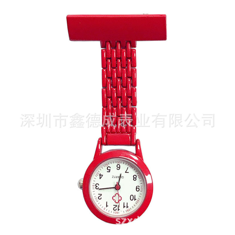 Shenzhen Factory Direct Sales Pocket Watch Multi-Color Women's Alloy Rectangular Pin Nurse Watch Fashion Korean Style Chest Watch