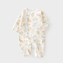 婴儿夏款连体衣纯棉男女宝宝薄款哈衣空调服新生儿婴幼儿长袖爬服