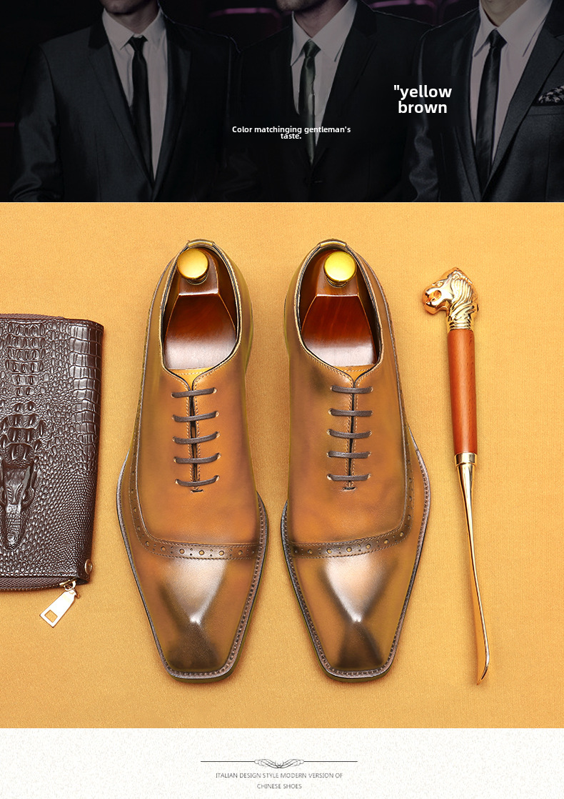 Cross-border E-Commerce Foreign Trade Leather Shoes men's Leather British Brock Carved Business Dress Oxford Shoes men shoe_vogvips.com