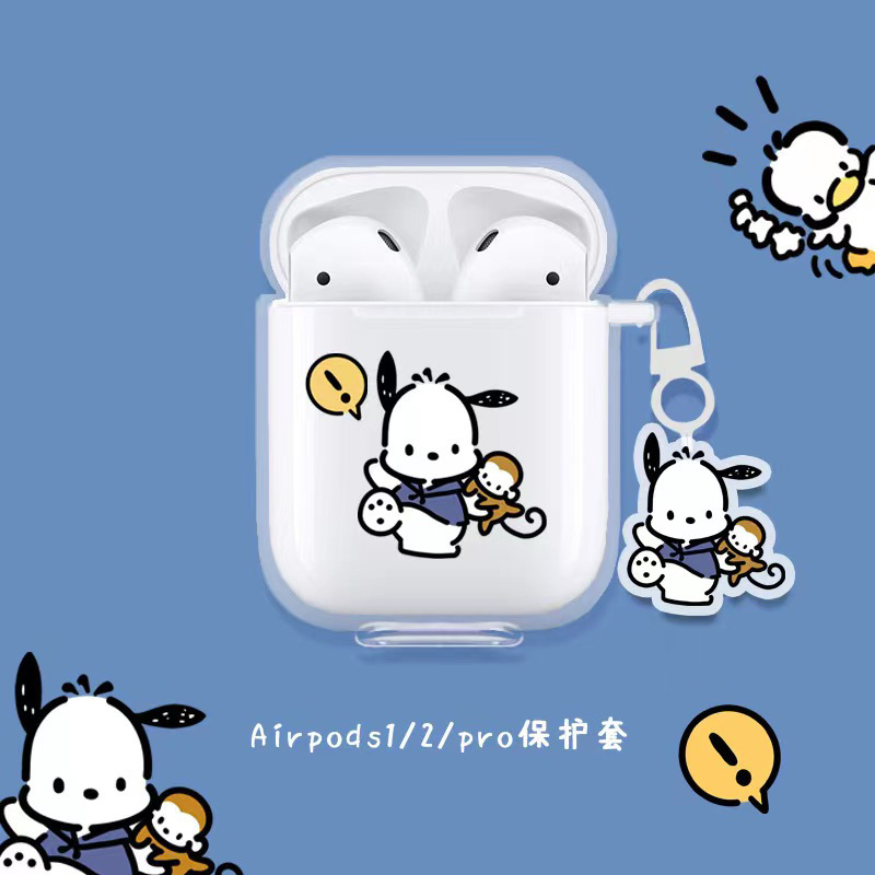Estuche para auriculares Bluetooth con diseño de dibujos animados, estilo Ins, funda blanda transparente con diseño de perro Pacha, estuche portátil inalámbrico con diseño de perro.