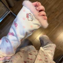 波点kitty猫i甘美少女徳絨毛パジャマ女早春加絨毛セット保温外着家居服冬