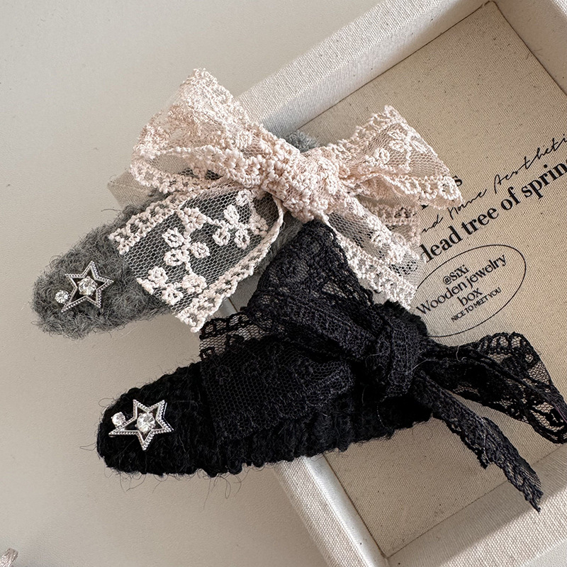 Koreanischen stil herbst und winter Neue gebunden gewinde schöne wolle BB clip spitze bogen haarnadel süße nette pony clip haar zubehör_voghion.com