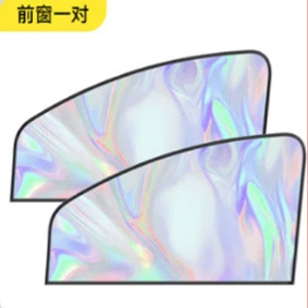 Sun shade: Titanium Silver Laser Side - silver-laser-etched-driver-and-passenger-seat-covers-set