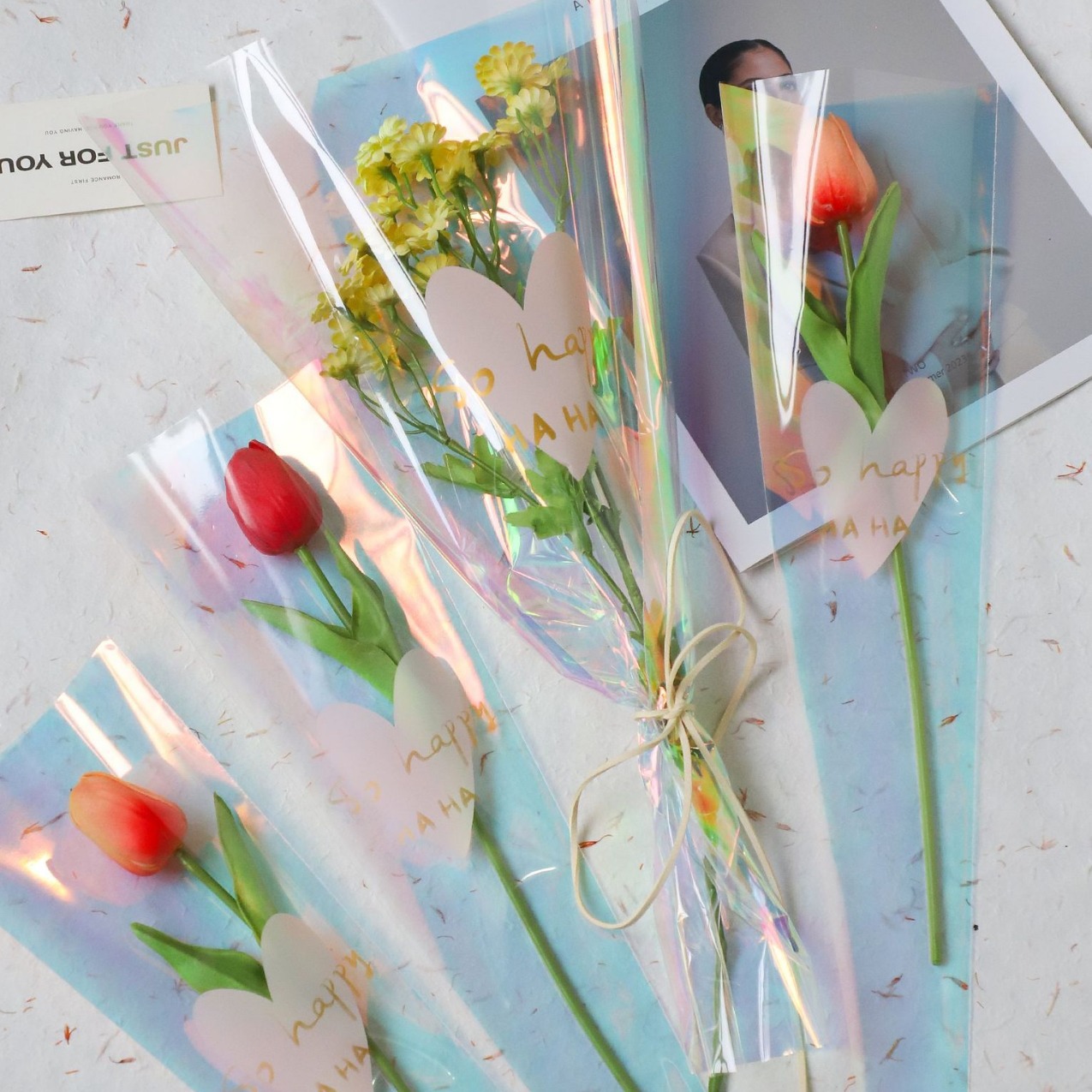 Día del Maestro de Tanabata 520 Embalaje de flores Symphony Transparente Bolsa única Ramo impermeable Bolsa múltiple Spot