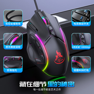 Factory Direct sales 12800DPI RGB machine photoelectric mechanical mouse custom chicken eating game Mouse cross-border e-commerce