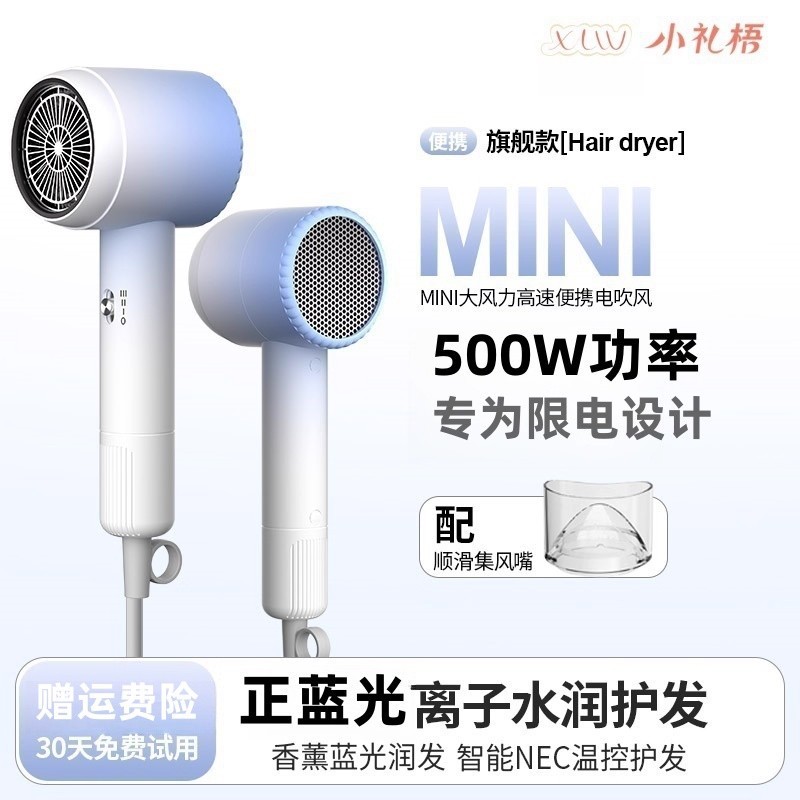 Mini Hair Dryer for Dormitory Students 5W Low Power 8W Hair Dryer Negative Ion Hair Care Portable Quick Drying University Home